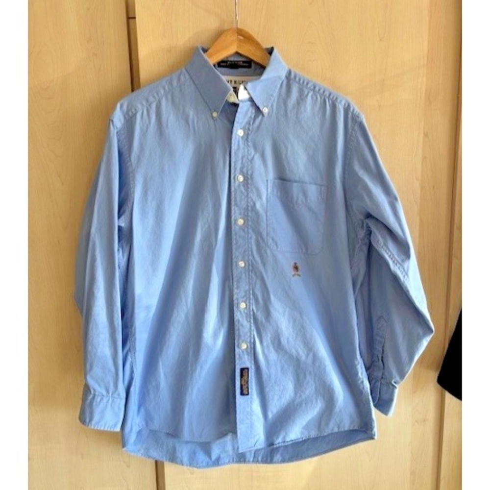 Tommy Hilfiger Button Down Blue Oxford Shirt Men's Size 15.5-34 Long Sleeve